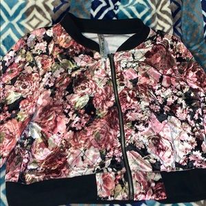 Velvet flower cropped jacket